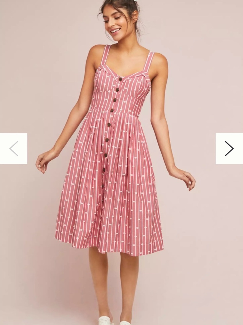 Maeve Pink Striped Button-Front Hudson Midi Dress